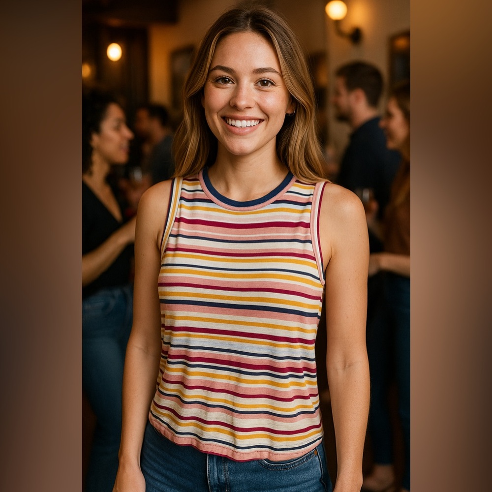 HIATUS Striped Multicolor Sleeveless Top Size Small